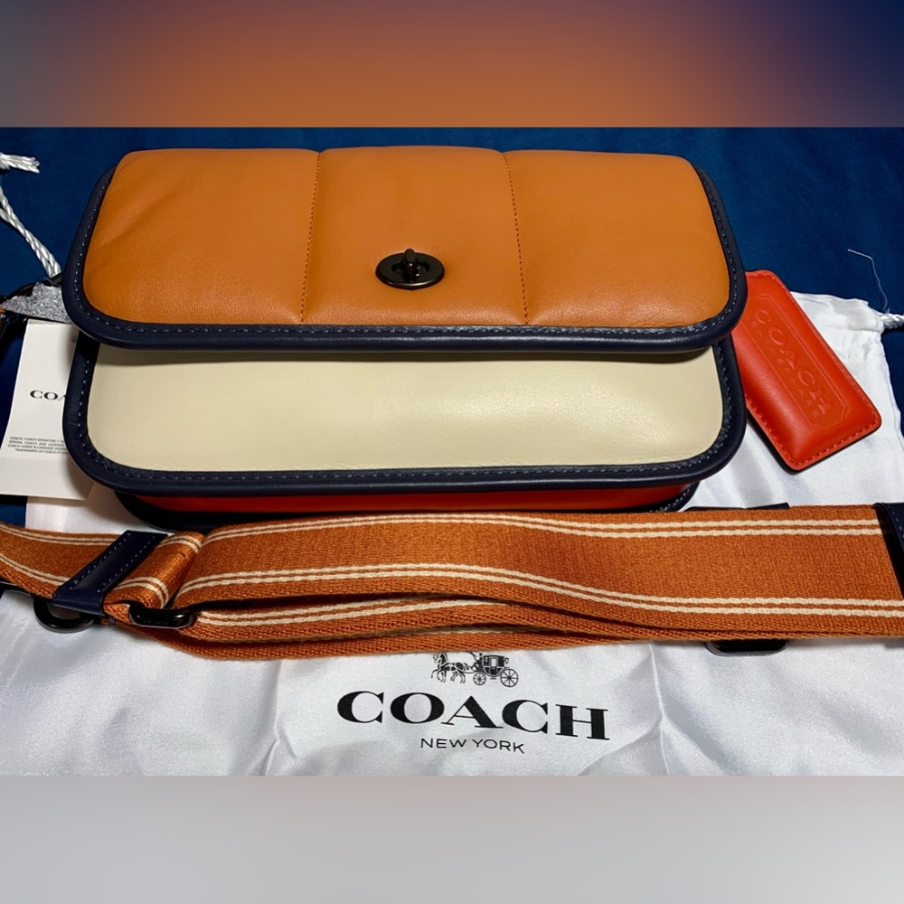 COACH LIMITED EDITION Quilted Dinky 23 Ivory/Orange/Black